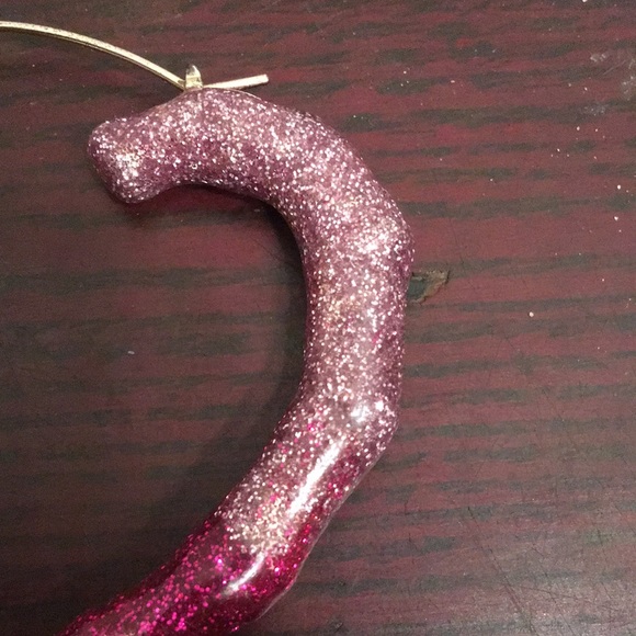 Pink and Red Twisted Hoop Earrings with Sparkle - Picture 7 of 8